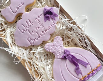 Will You Be My Bridesmaid Cookies • Personalised Cookie Gift Box • Letterbox-Friendly Wedding Proposal Treat