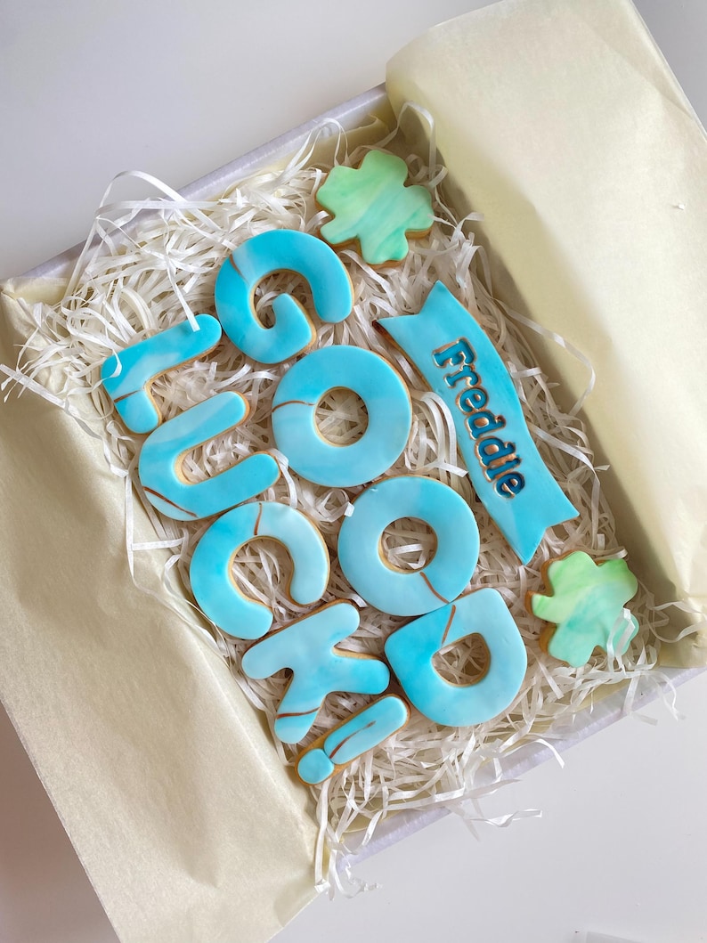 Galletas personalizadas de buena suerte / Regalo de buena suerte / Mucha suerte / Regalos para un nuevo trabajo / Examen / Prueba de conducir / Entrevista de trabajo / Regalos de despedida imagen 7
