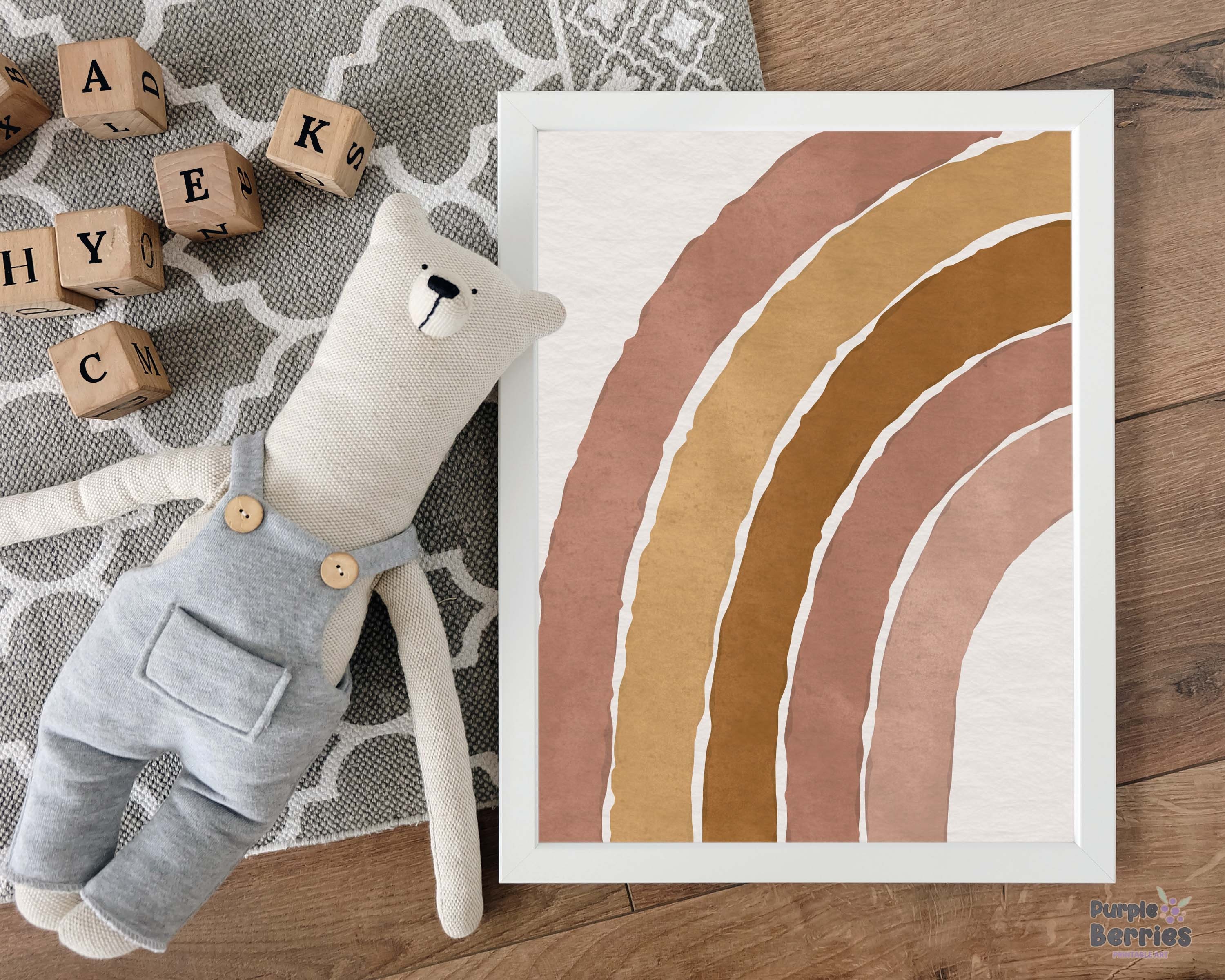 Boho Rainbow Nursery Art Print, Gender Neutral Printable Wall Art ...