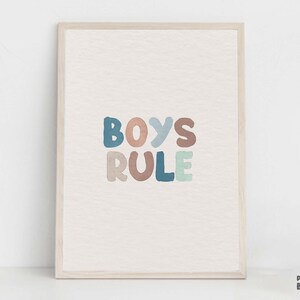 Nursery Quote Print, Boys Rule Printable Wall Art, Gender Neutral Nursery Artwork, Minimalist Playroom Decor, Baby Boy Nursery Decor Ideas