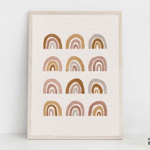 Boho Nursery Rainbows Art Print, Gender Neutral Printable Wall Art, Terracotta Rainbows Artwork, Abstract Minimalist Boho Rainbow Poster