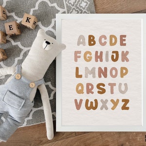 Boho Nursery Print Set Of 2, Alphabet And Numbers Educational Poster, Gender Neutral Kids Printable Wall Art Digital Download Baby Gift Idea image 3