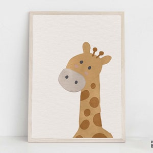 Baby Giraffe Boho Nursery Print, Safari Animal Wall Art, Bohemian Art for Playroom Decor Gender Neutral Baby Artwork, Children Bedroom Decor