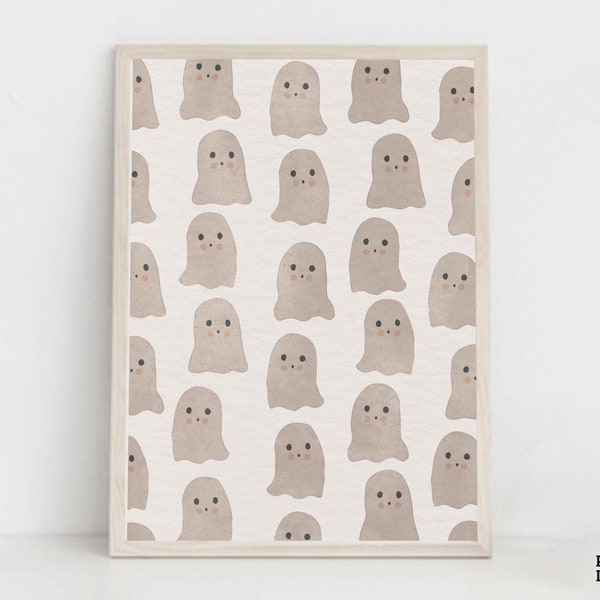 Boho Halloween Nursery Print, Little Ghosts Printable Wall Art, Gender Neutral Cute Ghost Baby Playroom Fall Decor, Holidays Children Decor