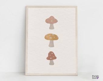 Boho Fall Nursery Print, Mushrooms Printable Wall Art, Fall Nursery Artwork, Holidays Baby Room Decor, DIY Wild Mushrooms Autumn Decorations