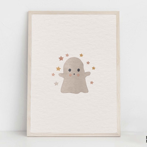 Boho Halloween Nursery Print, Little Ghost Printable Wall Art, Boo Nursery Artwork, Baby Room Fall Decor, Holidays Children Playroom Decor