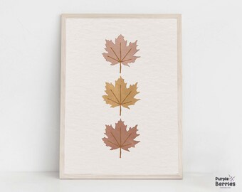 Boho Fall Nursery Print, Maple Leaves Printable Wall Art, Autumn Nursery Artwork, Baby Room Fall Decor, Holidays Children Playroom Printable