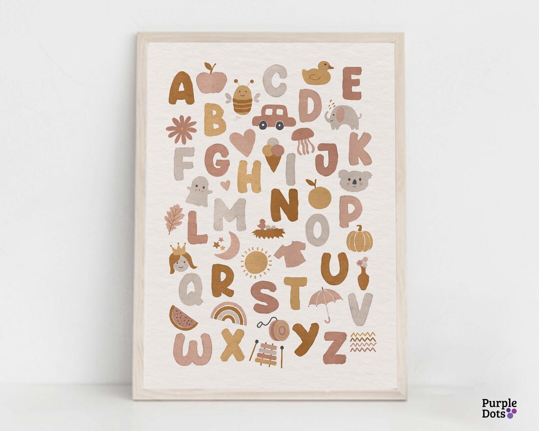 Alphabet Art Print Educational Playroom Poster Boho Kids ABC - Etsy