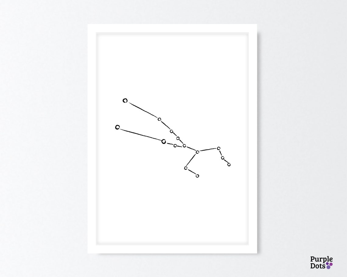 Taurus Constellation Printable Wall Art Black & White | Etsy