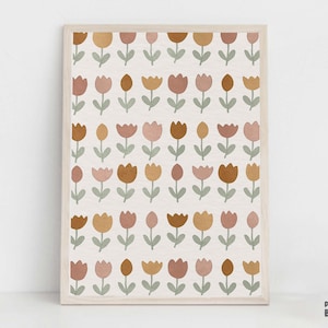 Boho Spring Tulip Print, Kids Room And Nursery Wall Art, Easter Decor Poster, Floral Printable Art, Minimalist Flower Art, Digital Download