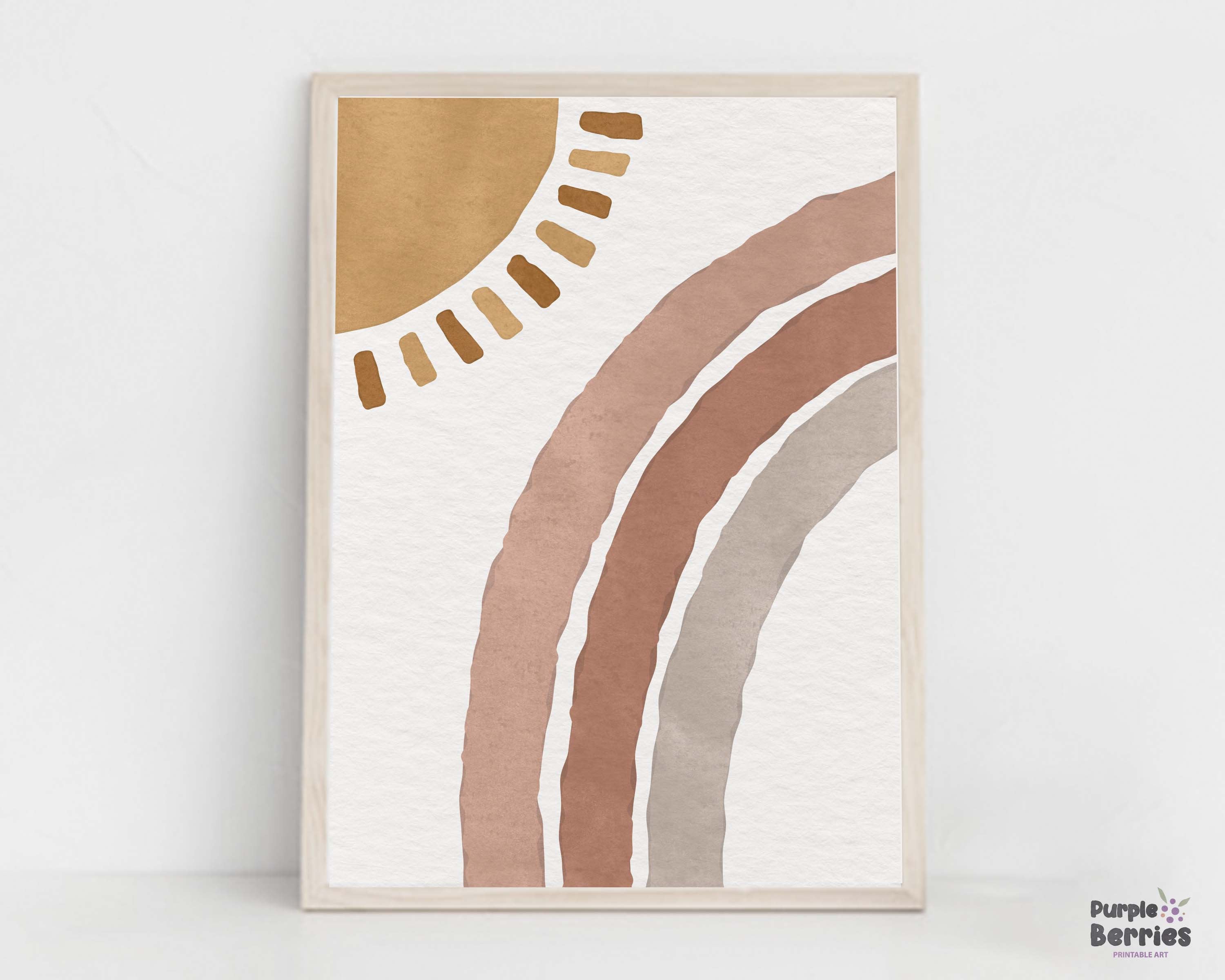 Boho Sun and Rainbow Print, Gender Neutral Nursery Printable Wall Art ...