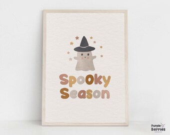Boho Halloween Nursery Print, Spooky Season And Witch Ghost Printable Wall Art, Cute Ghost Baby Room Fall Decor, Holidays Children Playroom