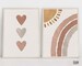 Boho Nursery Print Set Of 2, Pink Hearts Rainbow And Sun Artwork, Gender Neutral Kids Printable Wall Art, Earth Tones Terracotta Baby Decor 