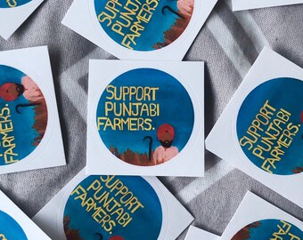Charity ‘Support Punjabi farmers’ sticker | Punjabi/south asian/desi charity art sticker set/singular sticker | stickers for charity