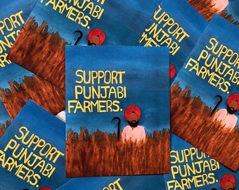 Charity ‘Support Punjabi farmers’ mini art print |punjabi farmers original art print/poster | South asian/ Indian punjabi farmers fundraiser