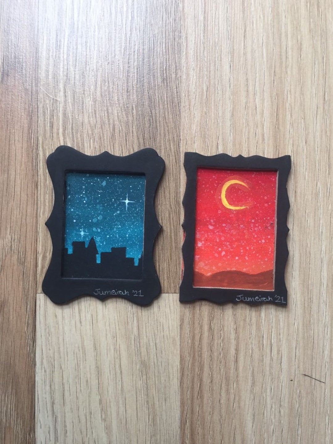 Mini Sunset/nightsky Relaxing Painting Pretty Framed Wall Art Etsy