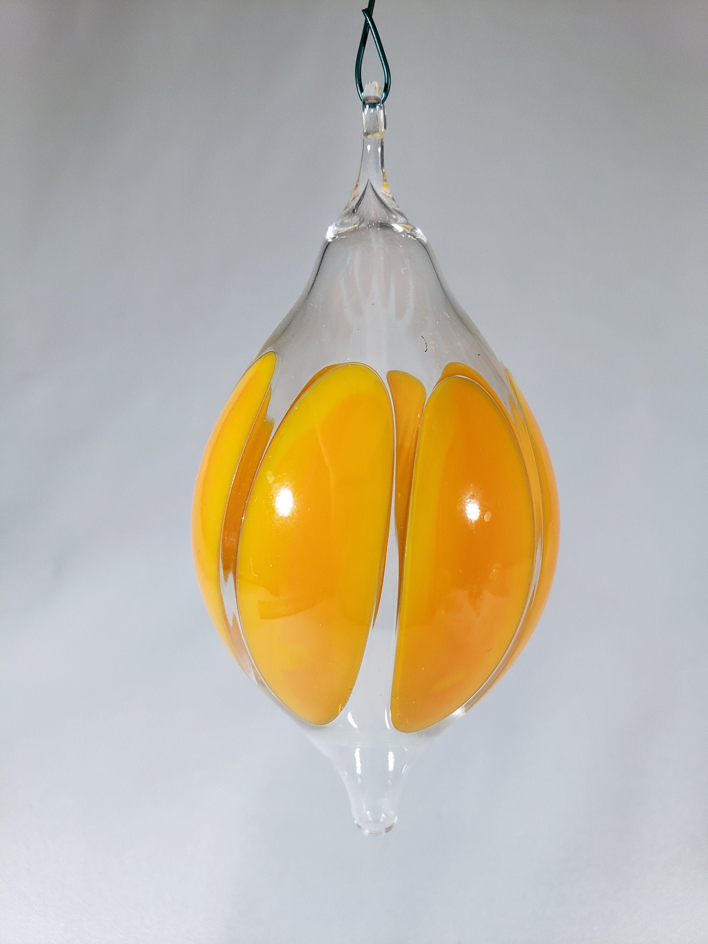 Orange Yellow Christmas ornament hand blown glass Etsy