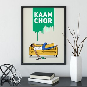 Kaam Chor Print | Gujarati Expression | Indian Desi Wall Art | South Asian Humour Gift image 2