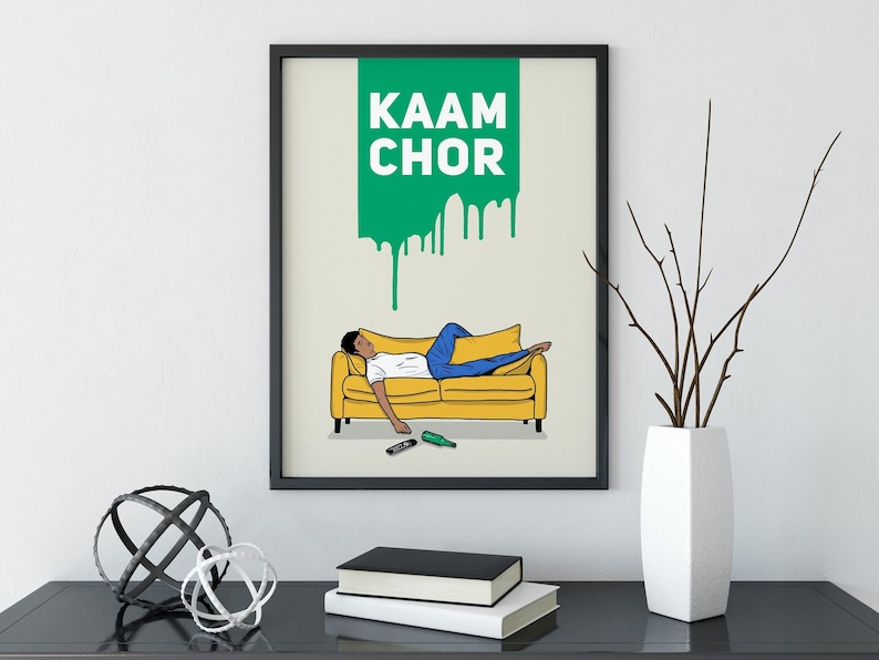 Kaam Chor Print | Gujarati Expression | Indian Desi Wall Art | South Asian Humour Gift image 2