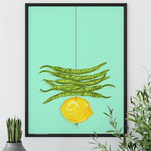 Najaar Art Print | Lemon Chilli | Mint | Indian Home Protection | Desi Wall Decor | South Asian Gift
