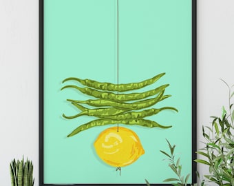 Najaar Art Print | Lemon Chilli | Mint | Indian Home Protection | Desi Wall Decor | South Asian Gift