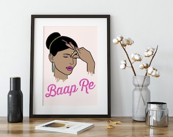 Baap Re Print / Arte pop indio / Decoración para el hogar desi / Regalo del sur de Asia
