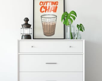 Cutting Chai Print | Indian Tea Poster | Desi Kitchen Wall Art | South Asian Home Decor | Gift