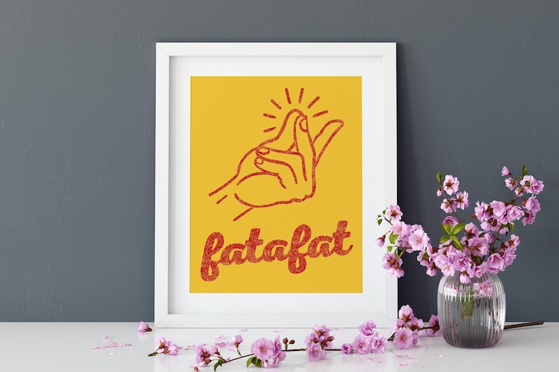 Fatafat Print | Yellow | Indian Pop Art | Desi Home Decor | South Asian Typography Gift image 1