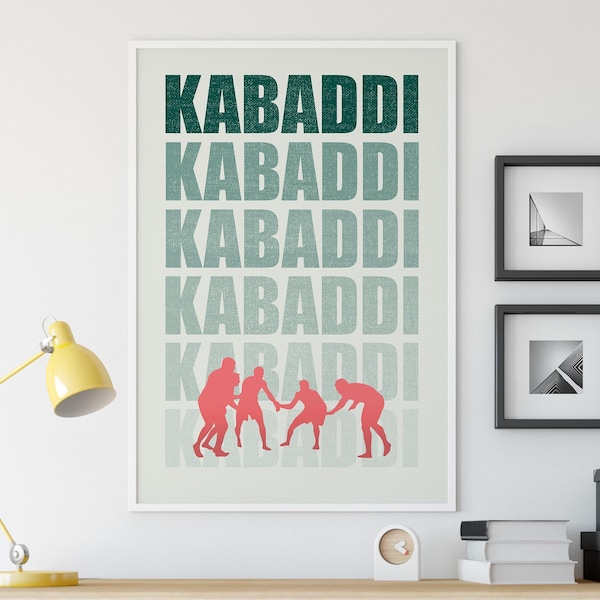 Kabaddi-kunstafdruk | Indiase sportposter | Desi Woondecoratie | Zuid-Aziatisch cultuurcadeau
