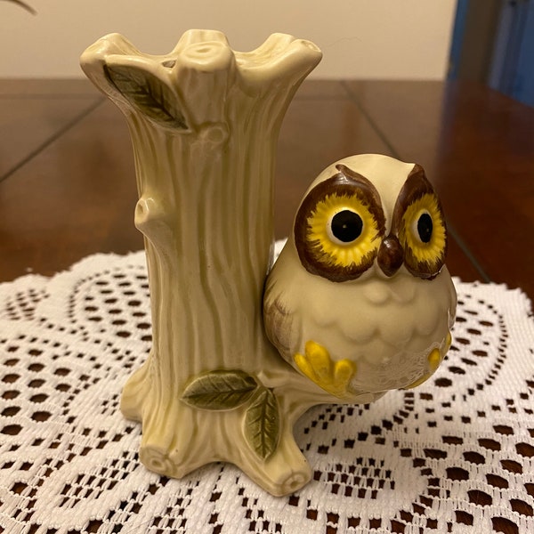 Vintage Owl/Tree Candle Holder Candles Not Included