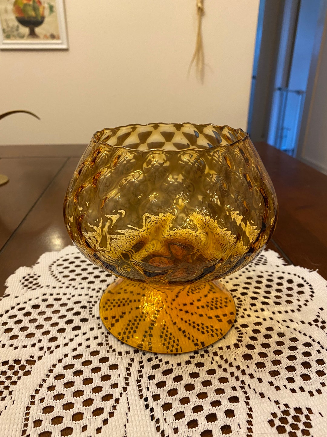 Vintage 1970s Amber Colored Glass Coffee Table Candy Dish Etsy