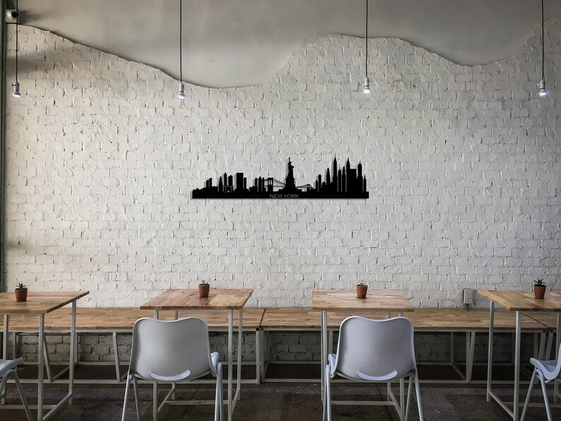 New York City Silhouette Metal Wall Art New York Skyline Etsy