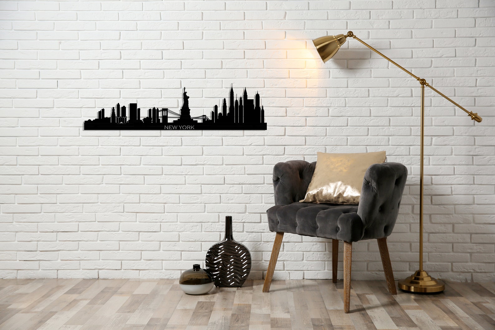 New York City Silhouette Metal Wall Art New York Skyline Etsy