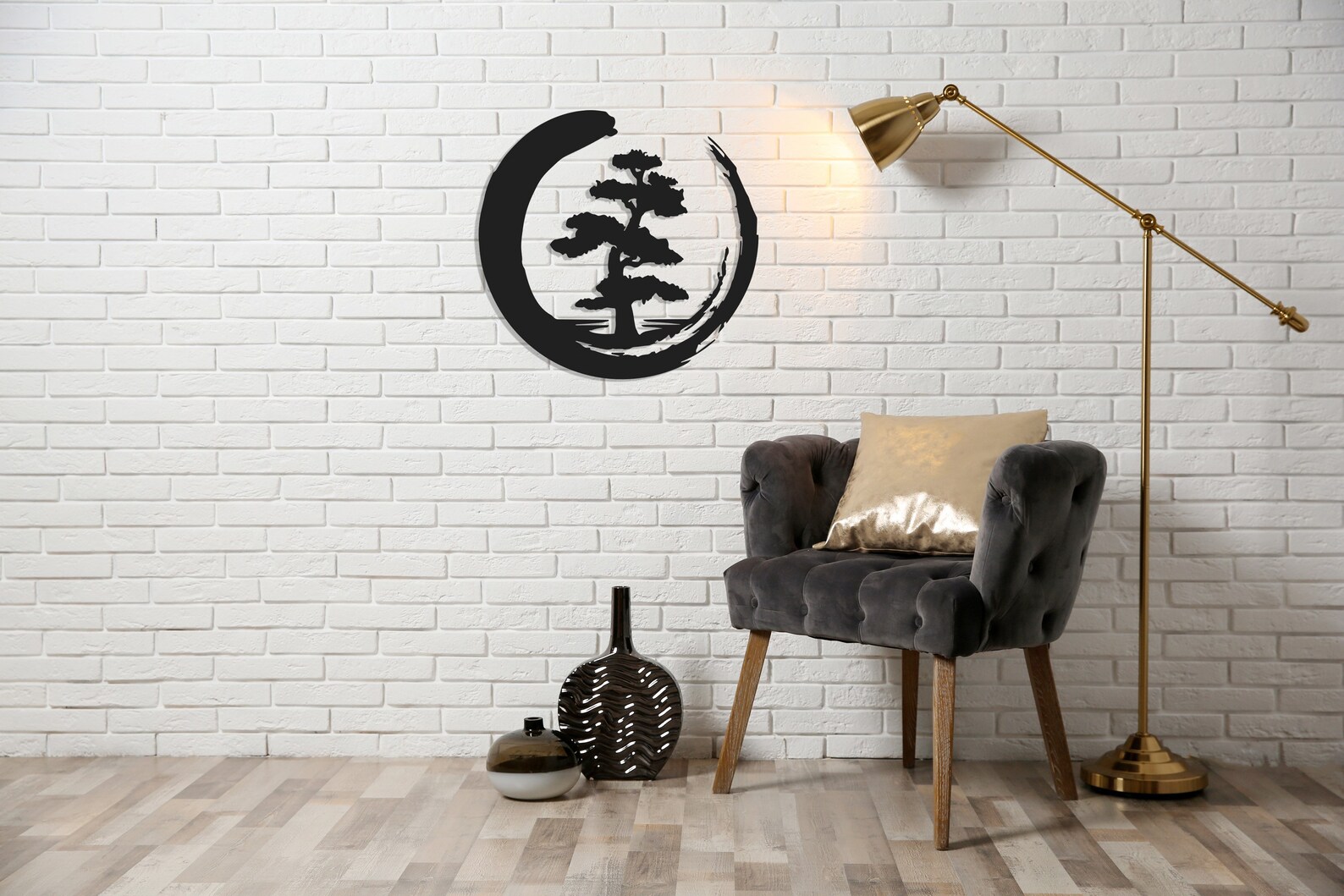 Bonsai Tree Metal Wall Decor Metal Wall Art Enso Circle Etsy Canada
