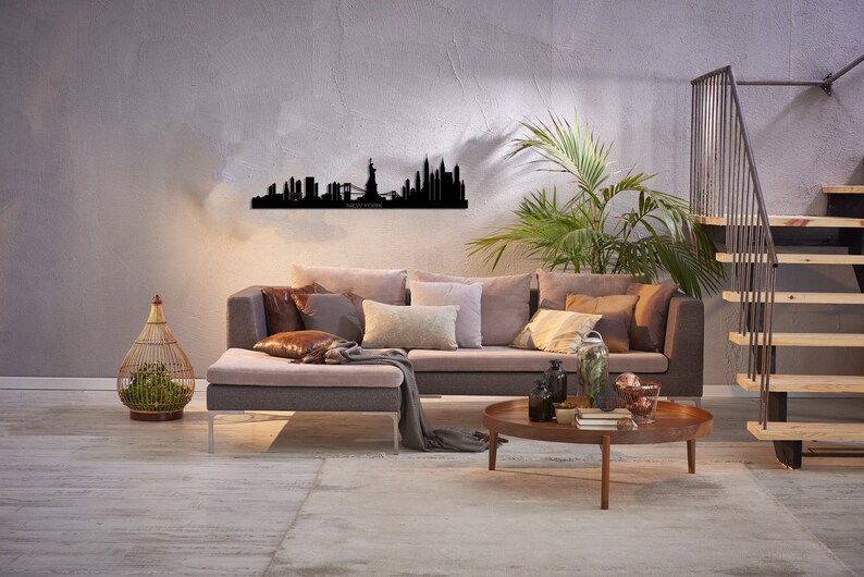 New York City Silhouette Metal Wall Art New York Skyline Etsy