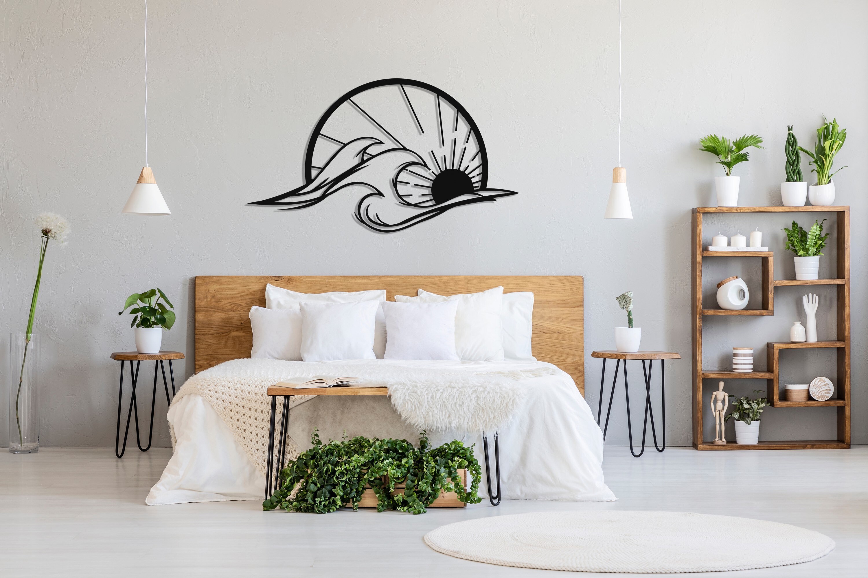 Sun and Waves Metal Wall Art Large Metal Wall Decor Wall Etsy