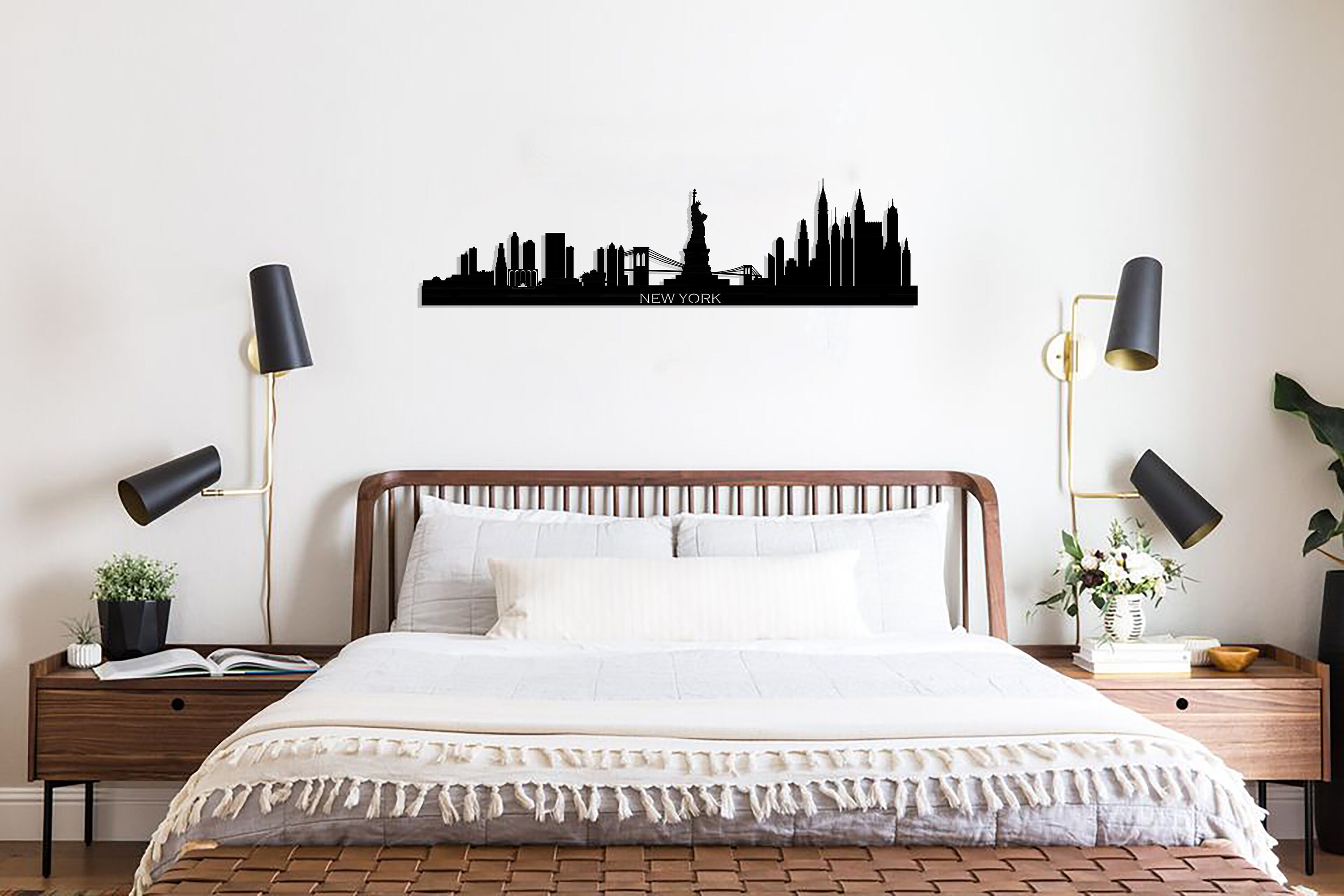 New York City Silhouette Metal Wall Art New York Skyline Etsy