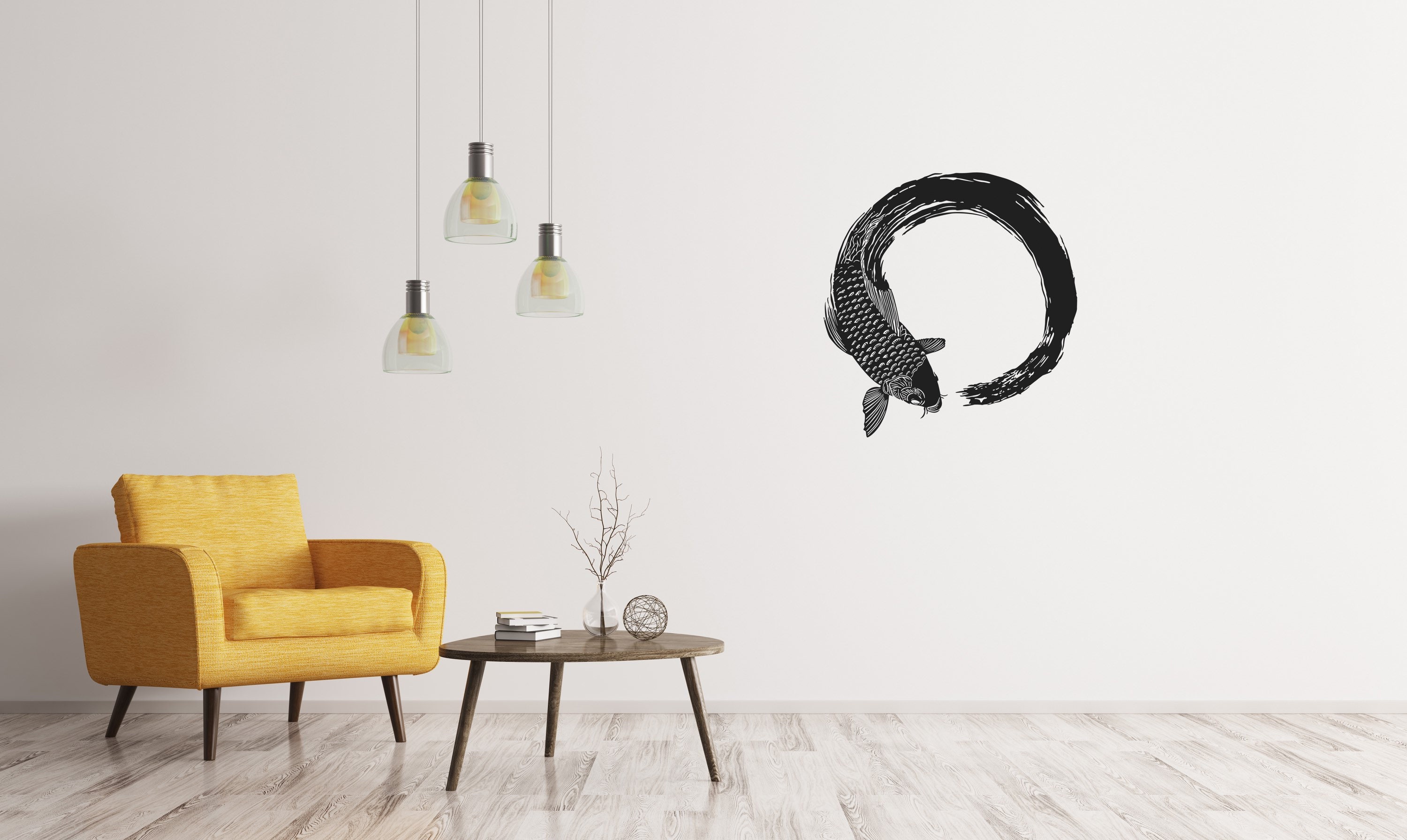 Koi Fish Enso Circle Metal Wall Decor Metal Wall Art Etsy