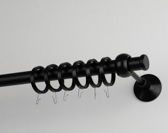 Tapon 25 mm Black Aluminum Curtain Pole Set