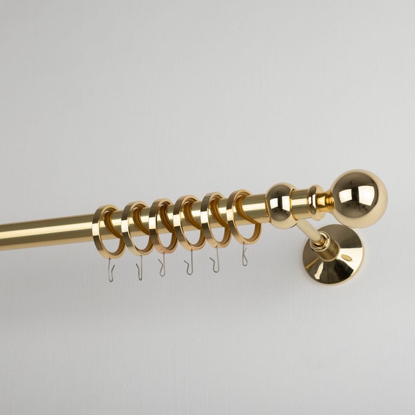 Stacie 25 mm Bright Golden Brass Curtain Pole Set