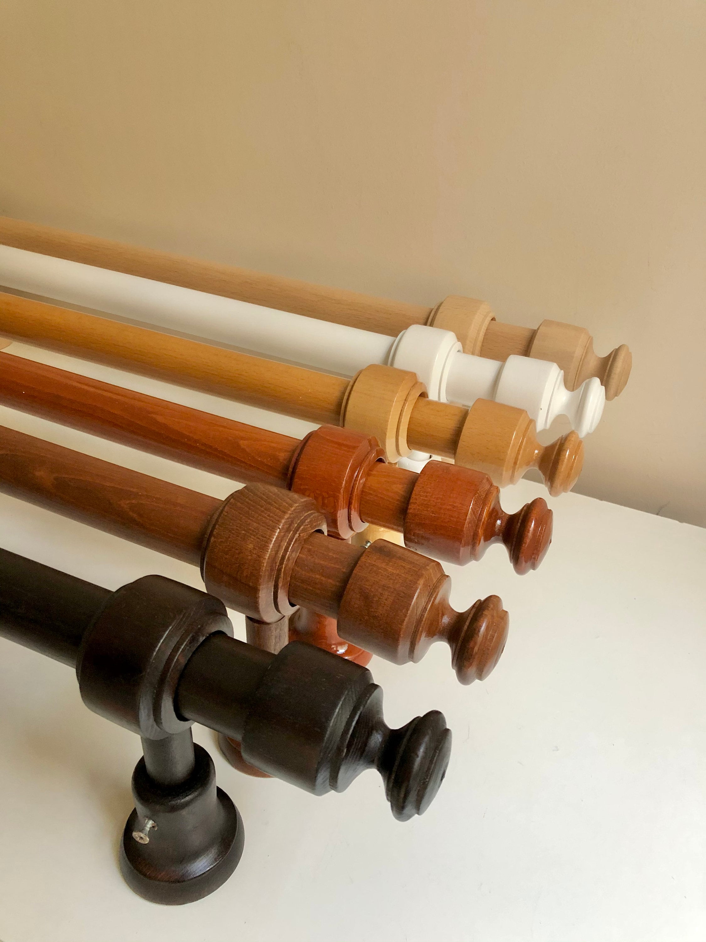 35mm Solid Wood Curtain Pole Set Etsy