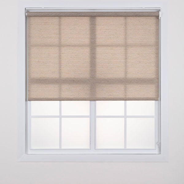 Sevilla Lino Beige - Estor enrollable texturizado tejido, persiana enrollable hecha a medida, persiana enrollable con textura tejida, persiana para ventana