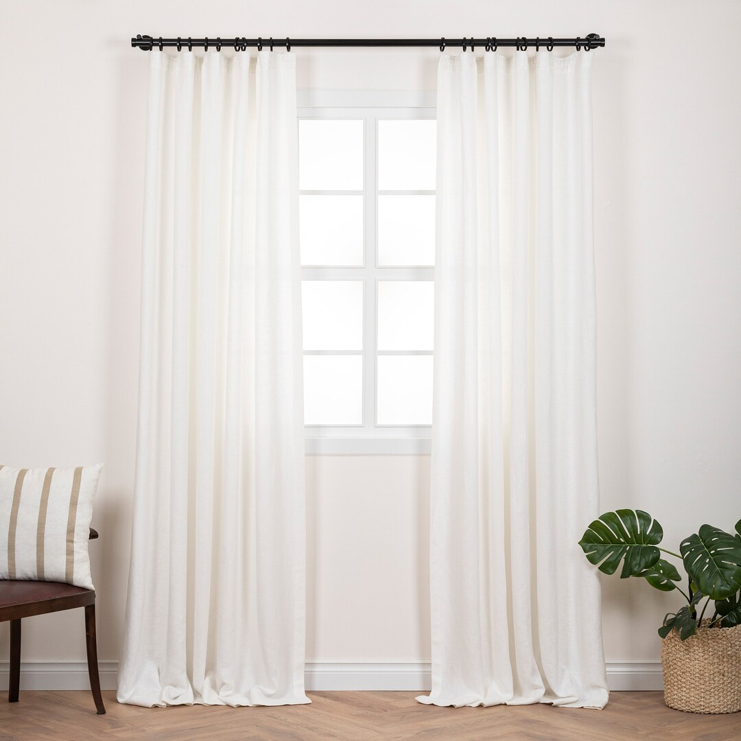 Natural Linen Drapery Curtain Panel With Standard Lining, Blackout