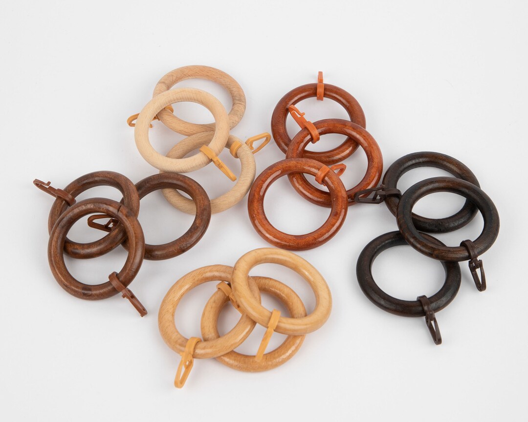 Wooden Curtain Pole Ring With Clips Etsy
