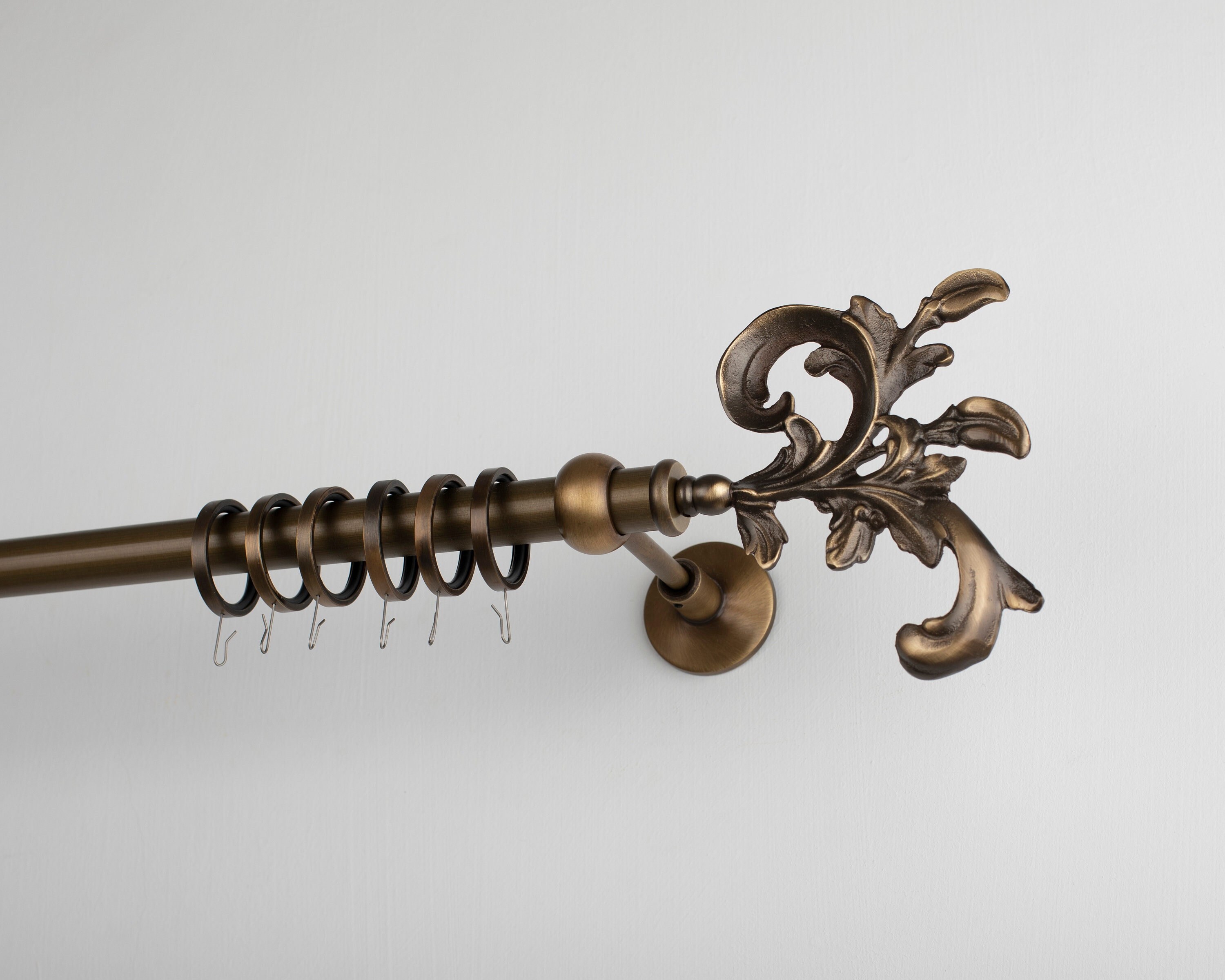Antique Curtain Rods Telescopic Curtain Pole Kit | Antique Copper
