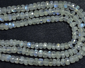 Rainbow Moonstone Rondelle Beads - 6.5 inches - Natural Faceted Rainbow Moonstone Rondelles Strand - Size is 5 - 7 mm #1664