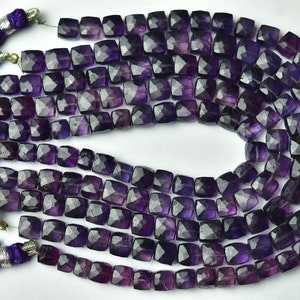 Purple Fluorite Cube Beads - 8 inches - Natural Beautiful Fluorite Faceted Box Cubes Beads - Size is 6 -6.50mm #2130