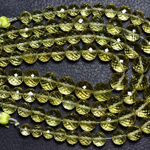 High Quality Lemon Quartz Round  Beads - 7.5 inches - Natural Beautiful Faceted Lemon Quartz Round Ball Beads - Size is 6 - 9 mm #2375