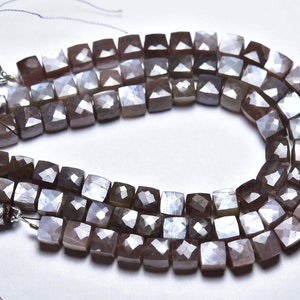 Most Beautiful Chocolate Moonstone Cube Beads - 8 inches Natural Brown Moonstone Cube,Box Briolettes - Size is 7mm #1467