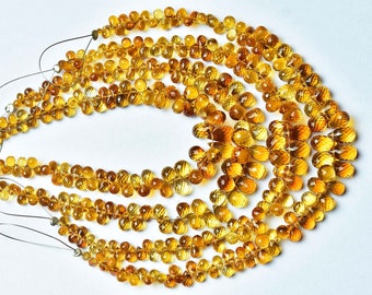 Super Quality Citrine Teardrop Beads - 8 inches - Natural Citrine Faceted Tear drops Briolettes - Size is 5x3 -5x9mm #1221